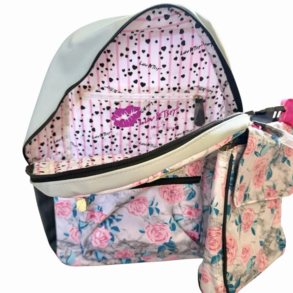 Betsey Johnson‎ Floral Pink Backpack With Lunchbag